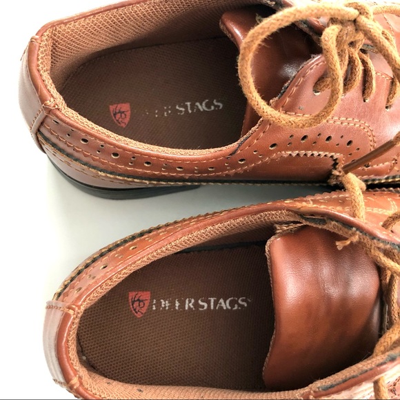 Deer Stags “Ace” Style Lace Up Brown Boys Shoes - Picture 8 of 10